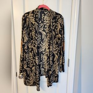 Black and tan print Heimish USA boutique cardigan size Medium.